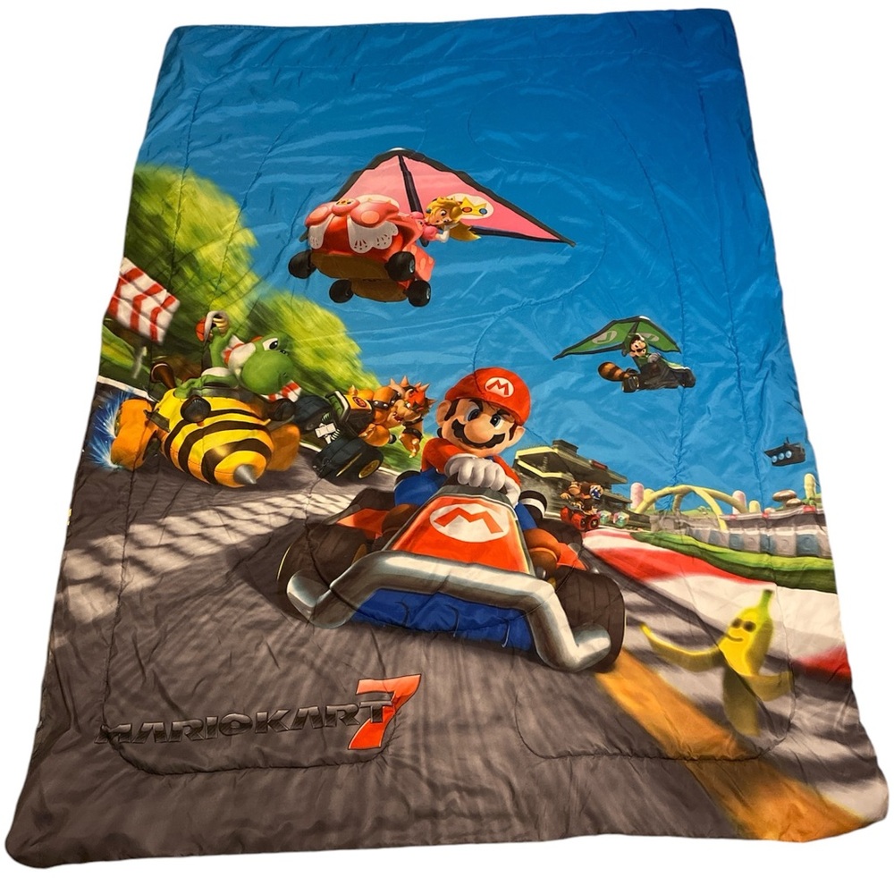 Mario Kart 7 Twin Size Bedding Reversible Comforter 64X86 Mario Bros Blanket